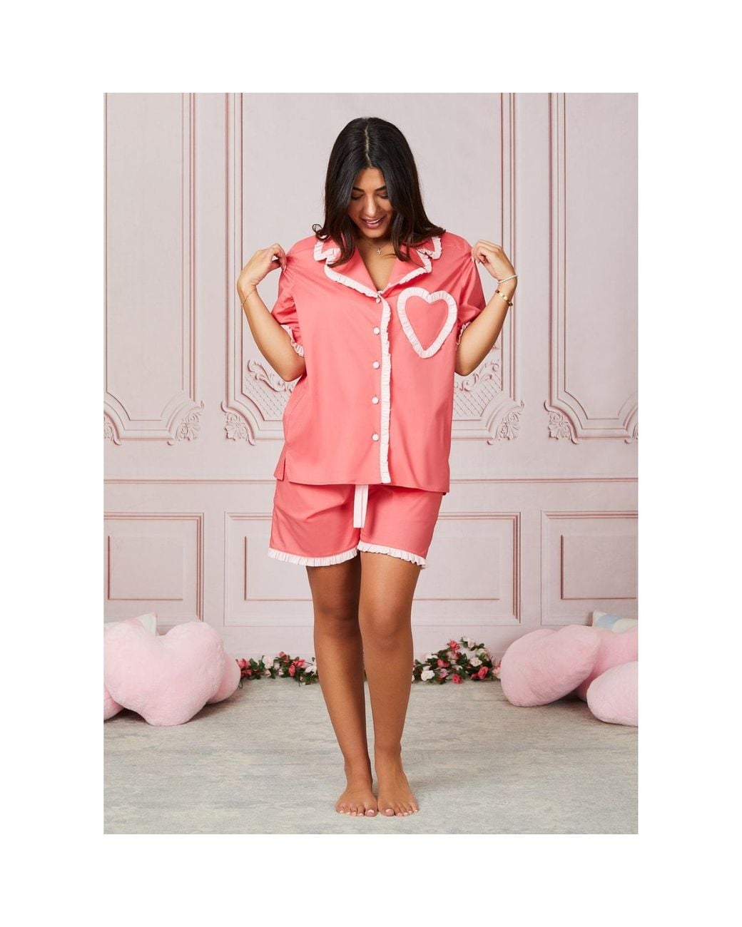 Love Letters X Pink Dolce Rosa Coral & Short Pyjama Set