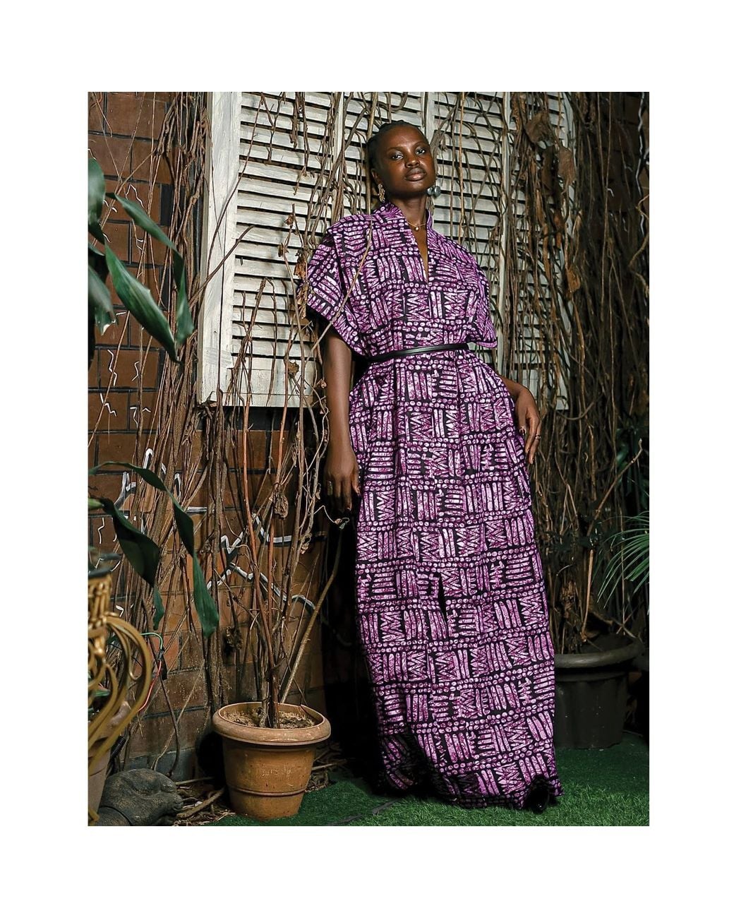 Chuks Collins Purple Ajah Collection: Peach Print Long Dress
