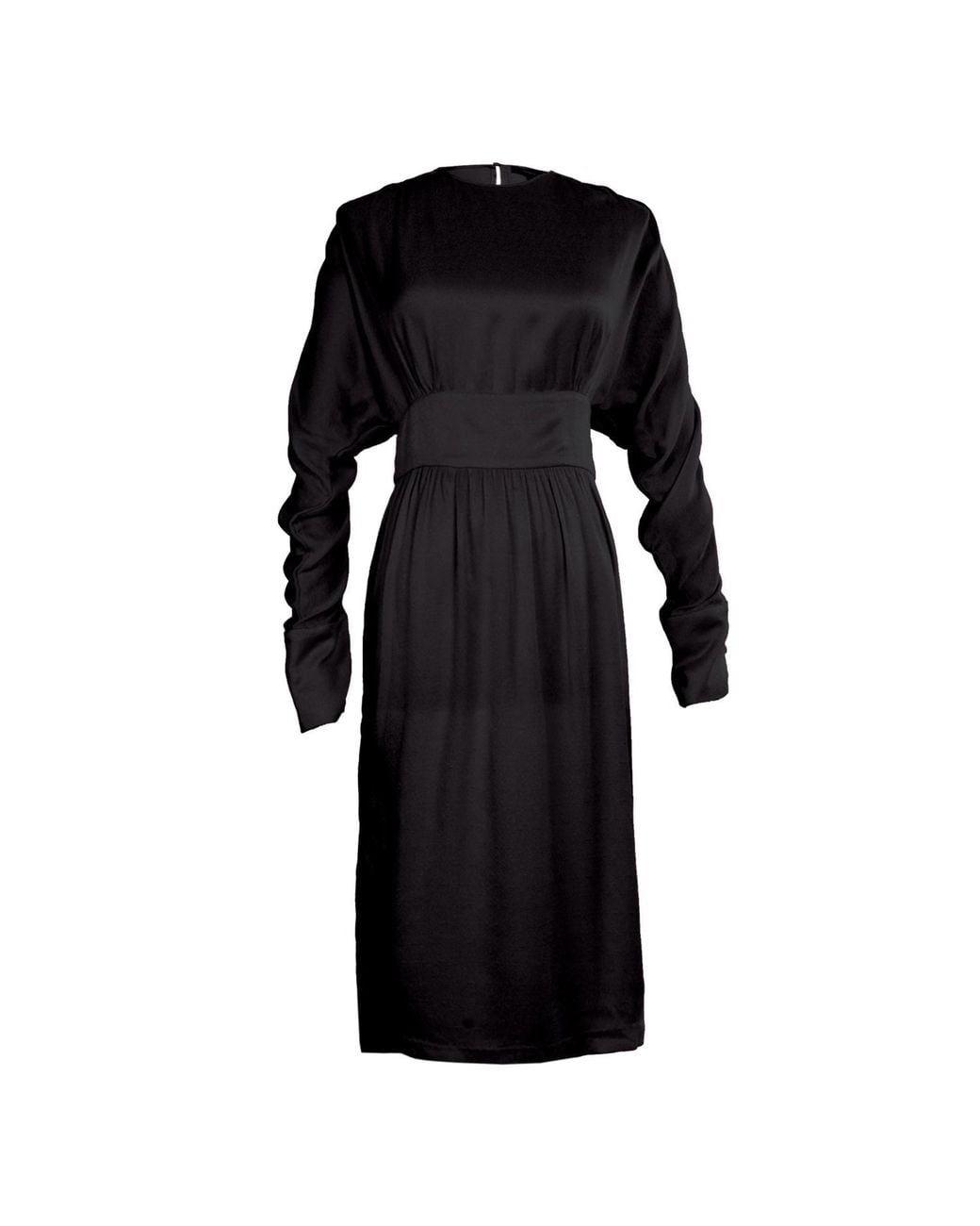 Smart and Joy Black Bat Sleeved Fitted Dress With Off-Shoulders