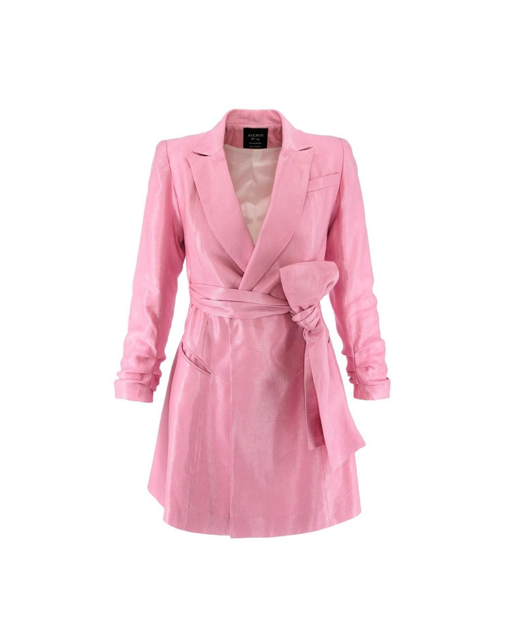 AVENUE No.29 Pink Metallized Linen Blazer Dress With Bow