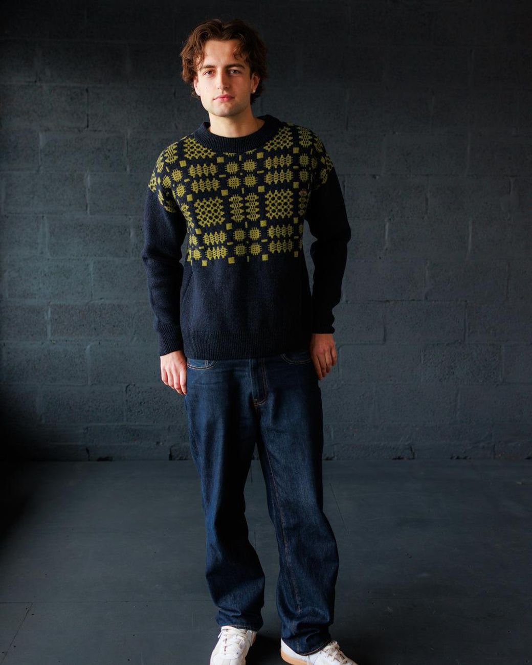 Mabli Blue Carthen Lambswool Gansey for men
