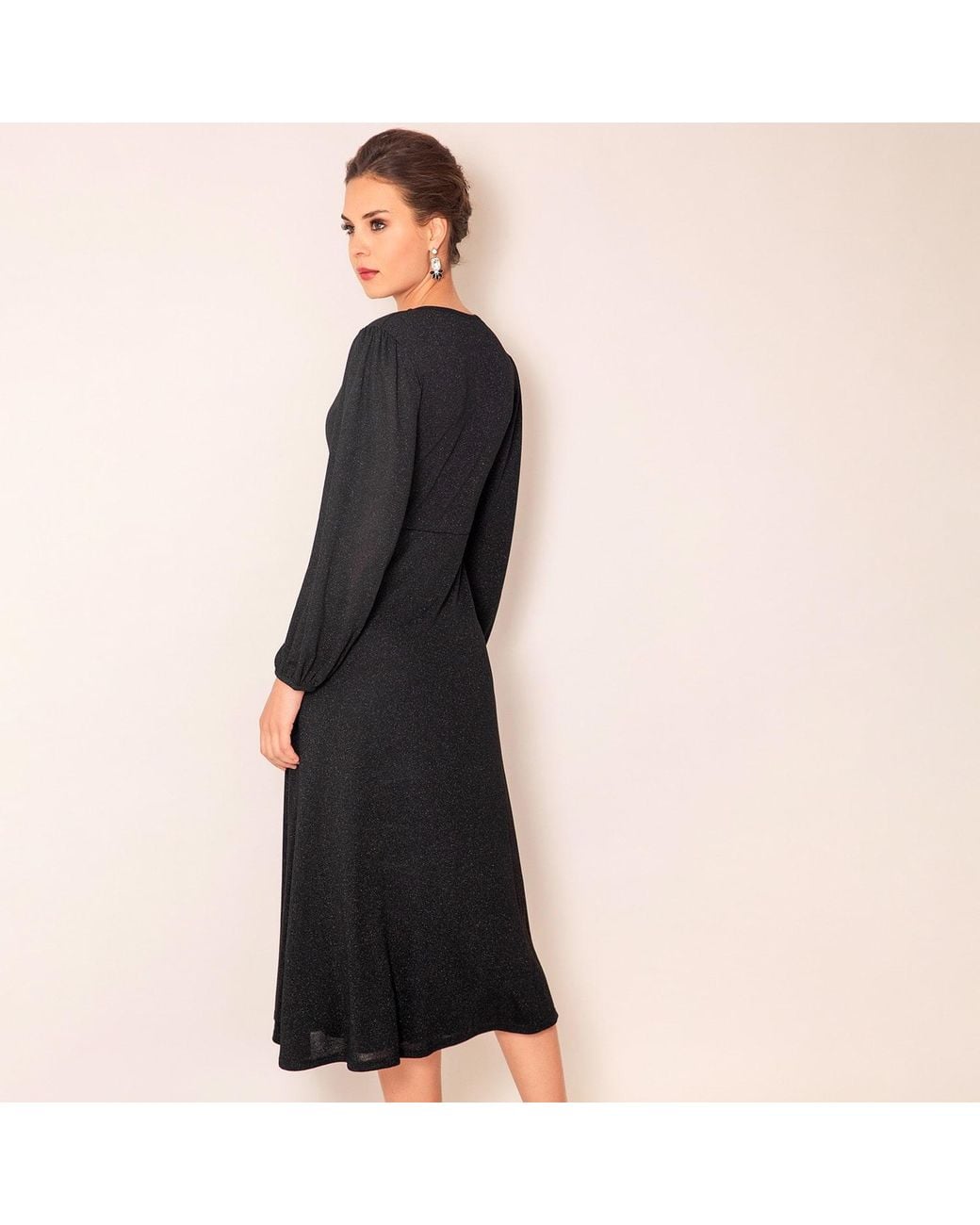 Alie Street London Black Cecilia Midi Dress Glitter