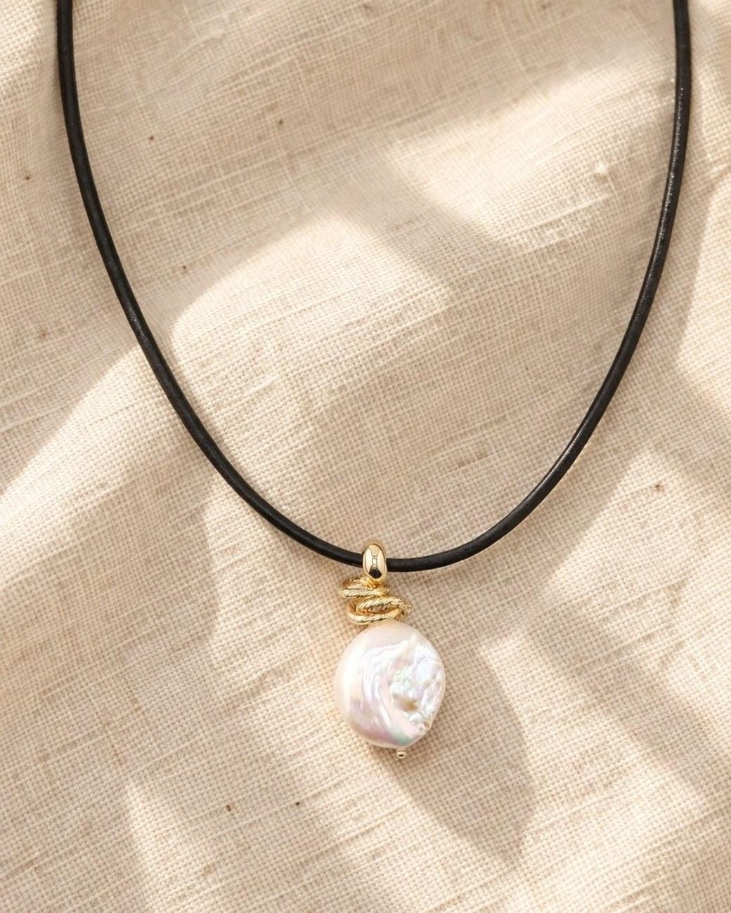 Lalinde Metallic Neutrals Sea Of Pearl Leather Necklace