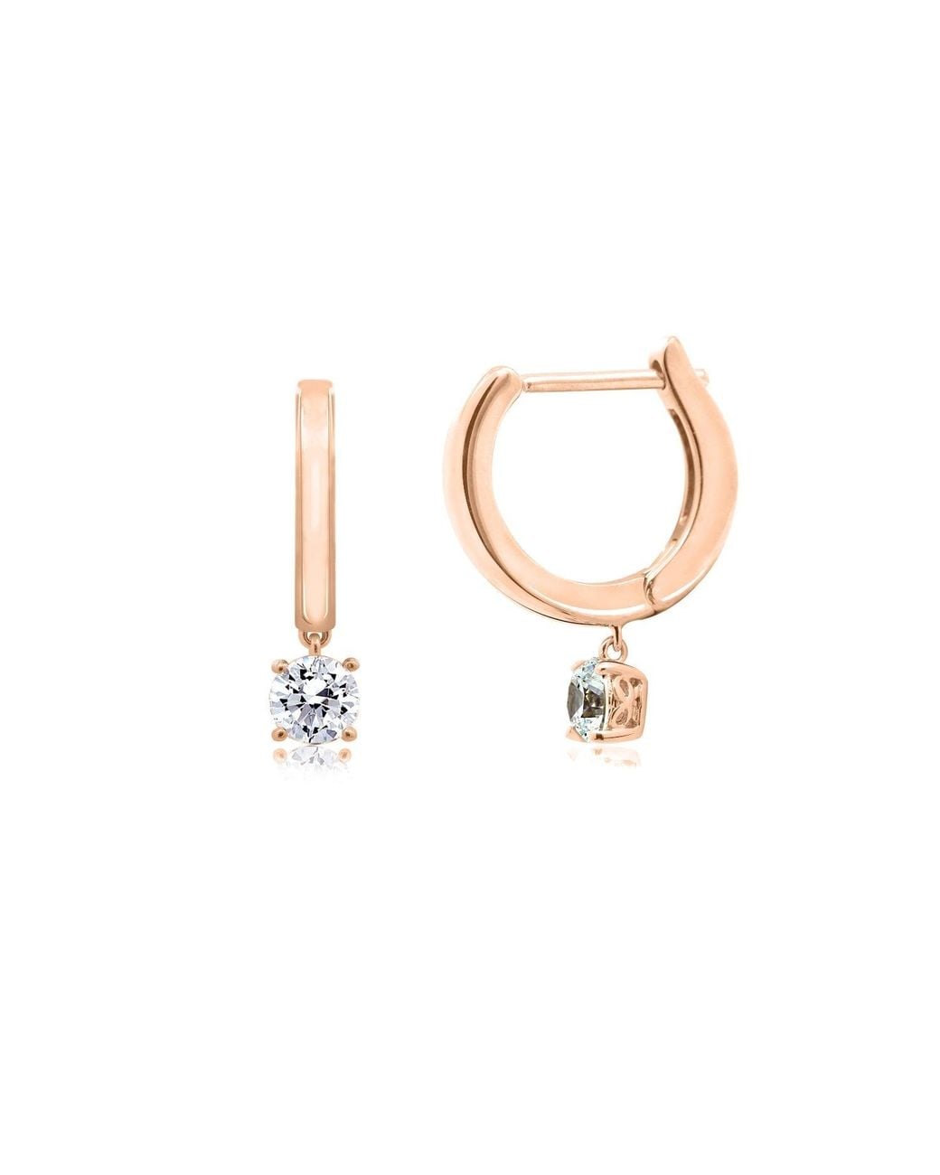 Diamonbliss Metallic Prong Set Dangle Hoop Earrings