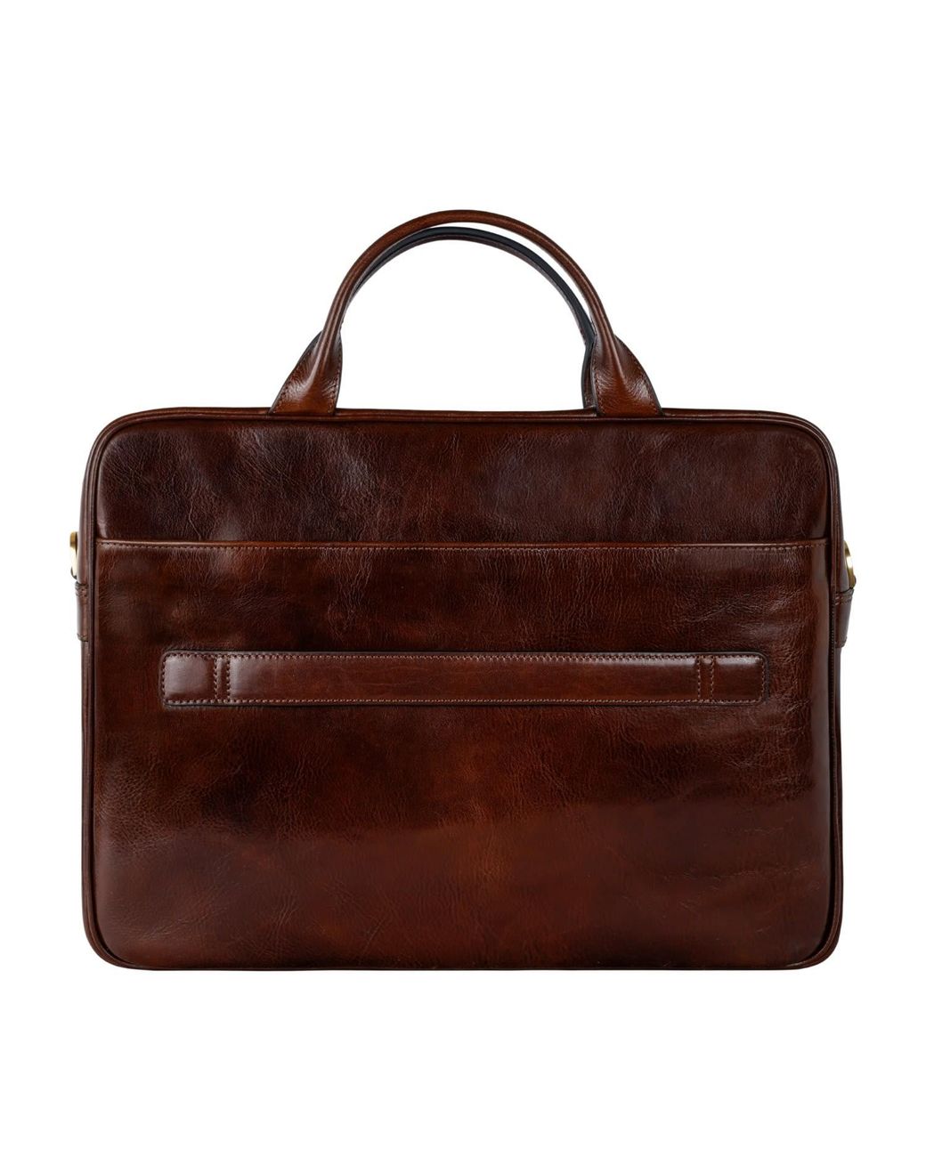 Time Resistance Brown Leather Briefcase Laptop Bag for men