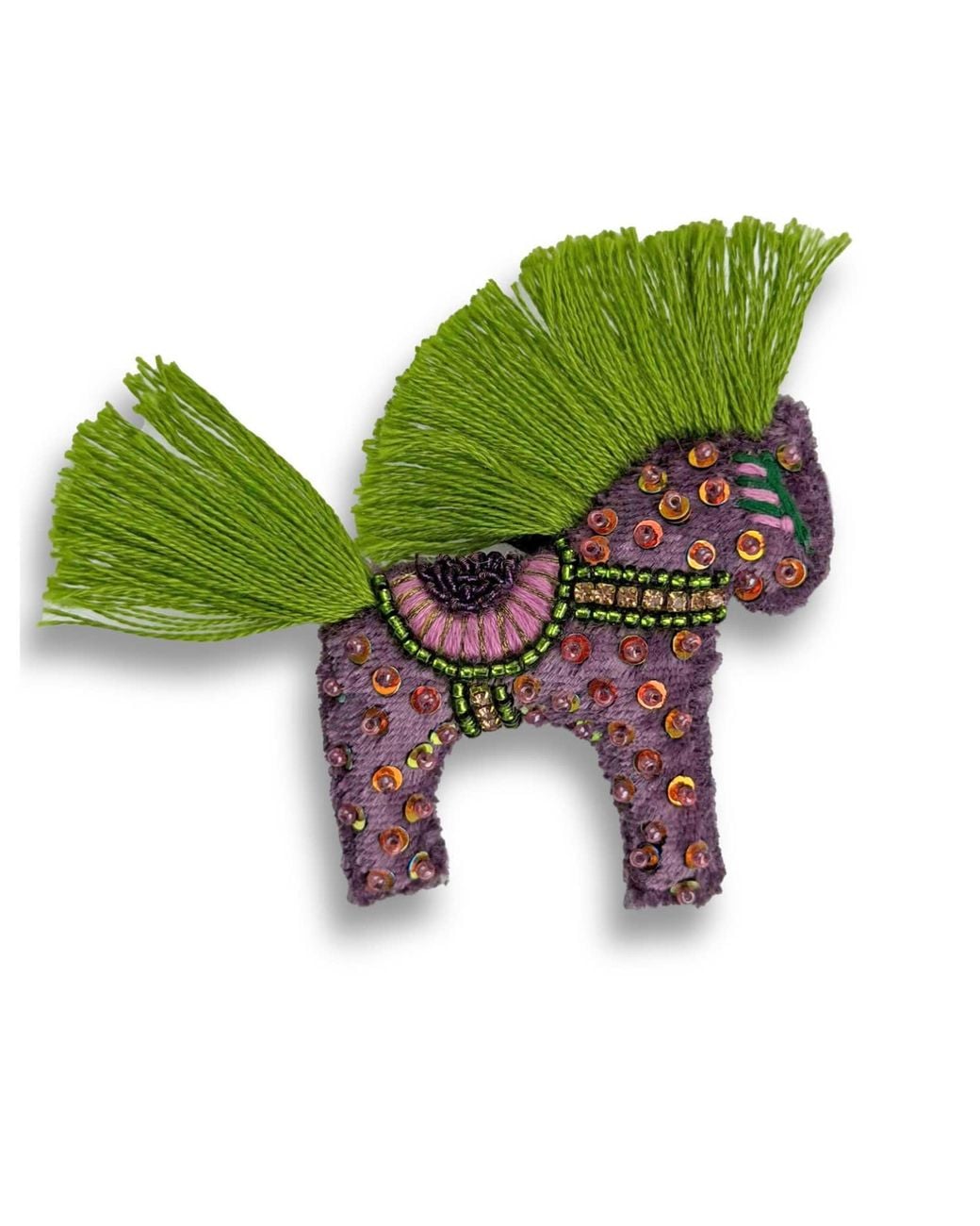 VETKA Green Neutrals Handmade Horse Brooch-Forest