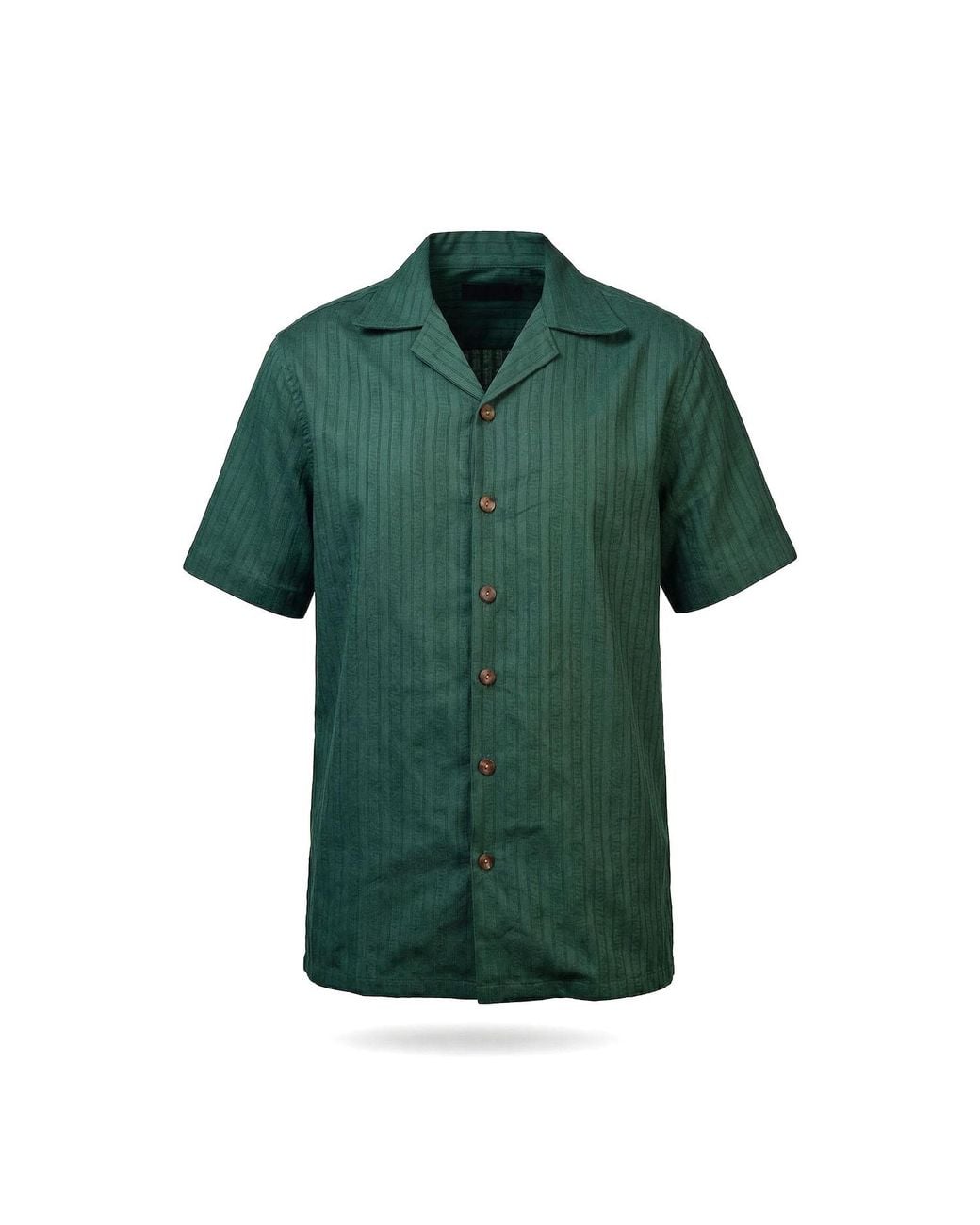 Stovaria Green Handwoven Hemp Camp Collar Shirt for men