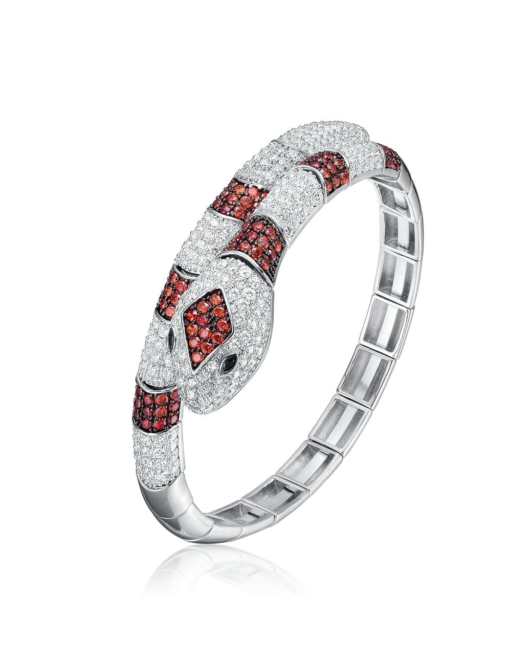 Genevive Jewelry Metallic Genevive Sterling Plated With Cubic Zirconia Serpent Bracelet