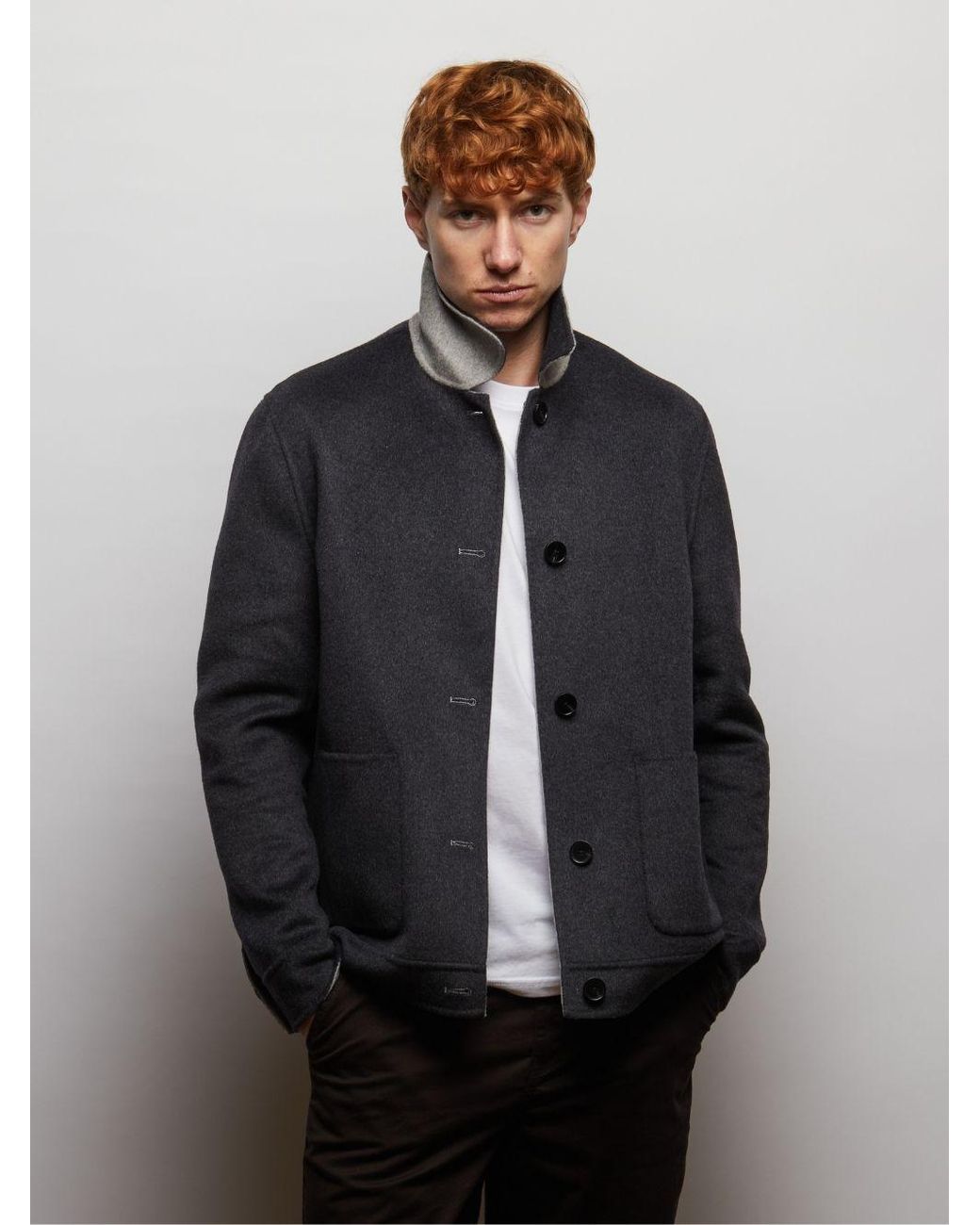 Guards London Gray Irish Reversible Wool Blend Jacket for men