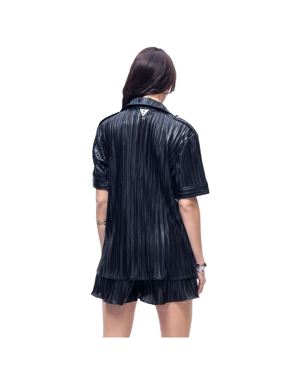 Vazaf Black Pleated Shirt