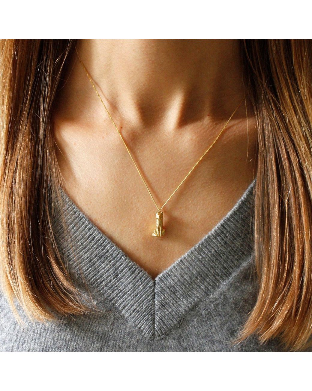 Lee Renee Metallic Fox Necklace – Small, Sitting