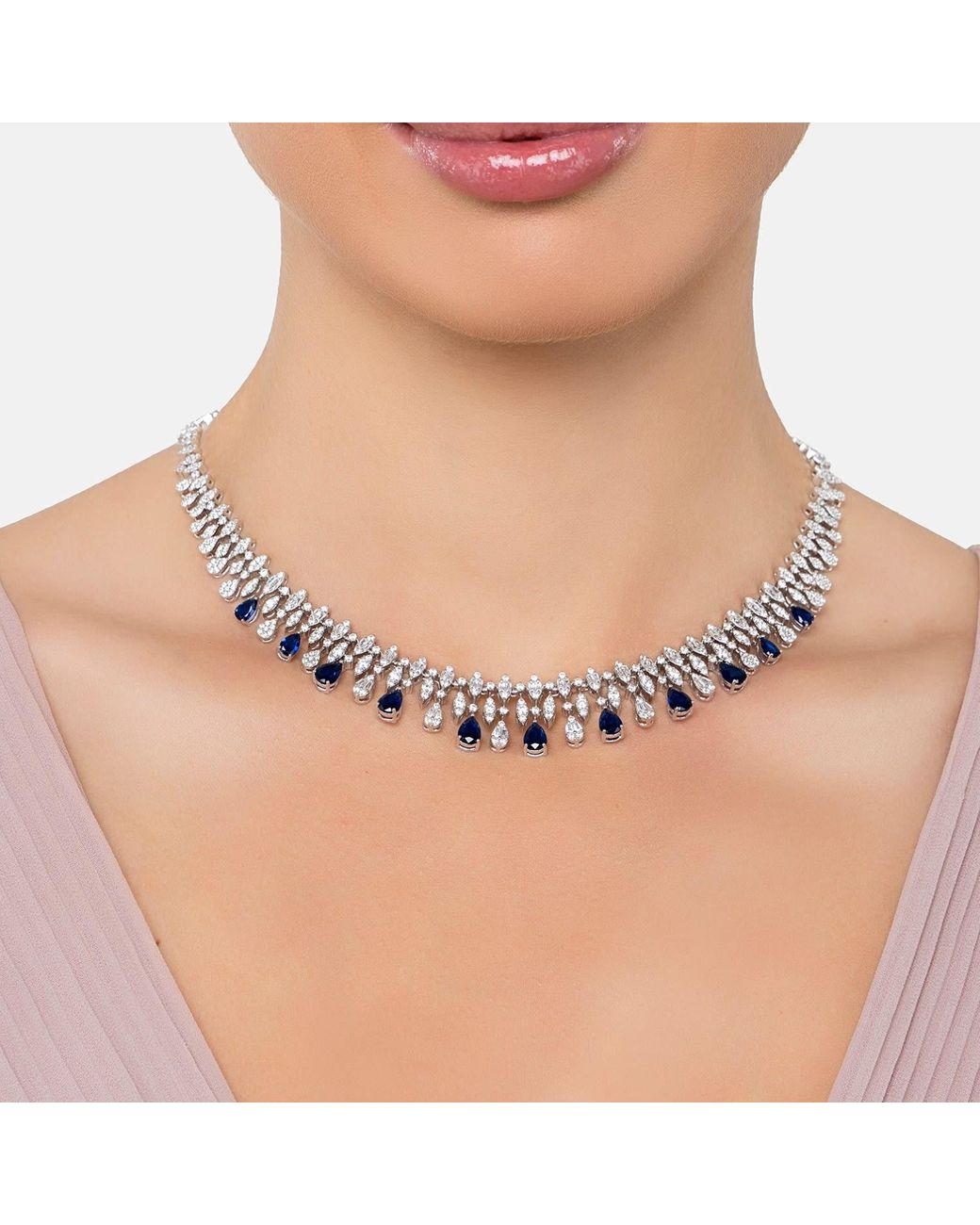 Latelita London Metallic Duchess Sapphire Statement Necklace