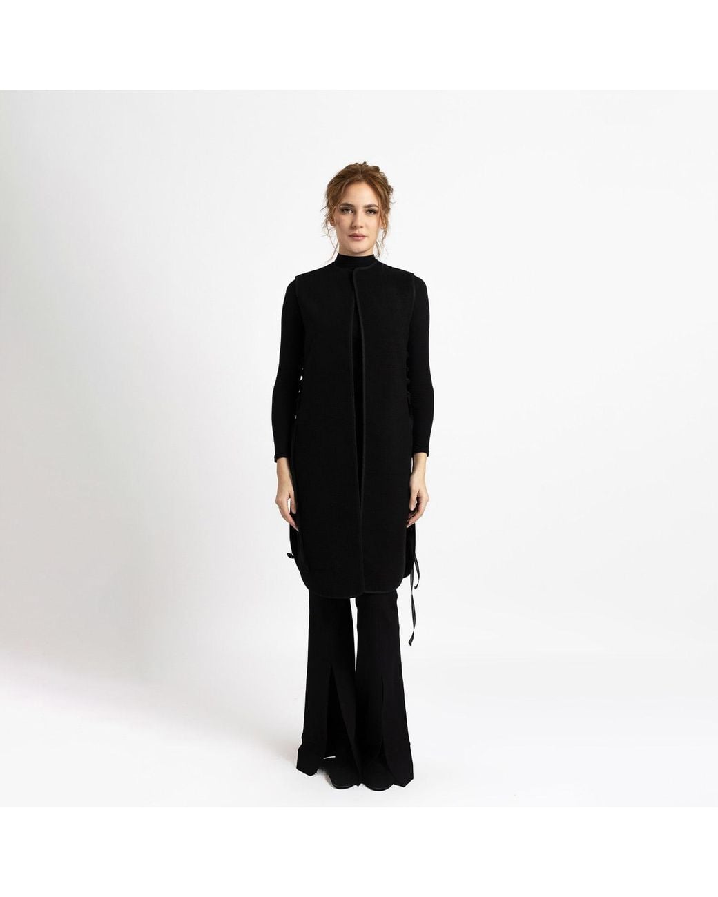 IZABELA MANDOIU Black Long Vest With Side Laces