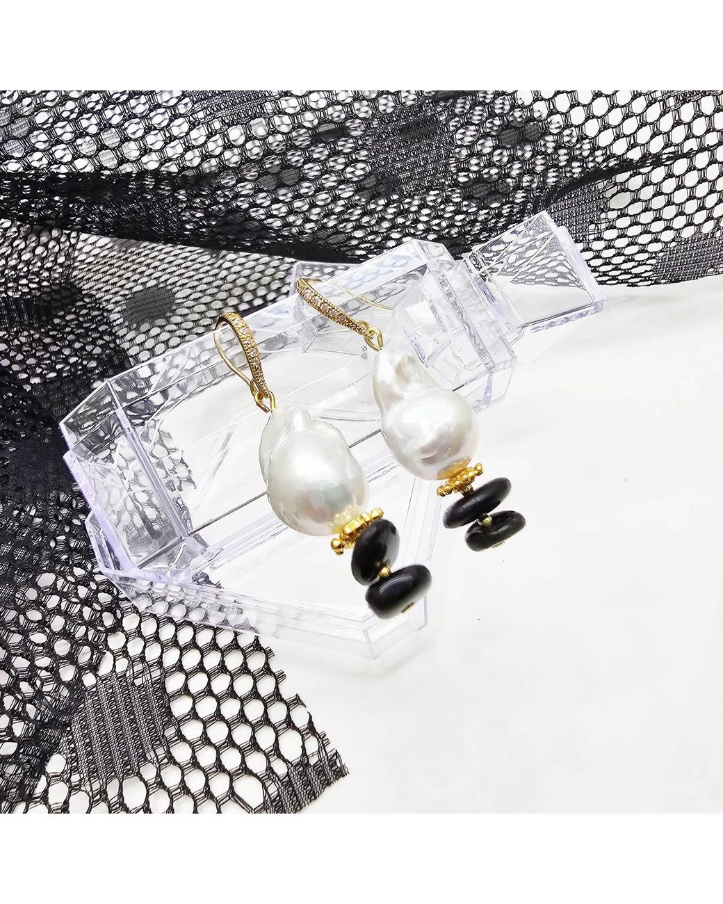 Farra Metallic Timeless Baroque Pearls With Tourmaline Earrings