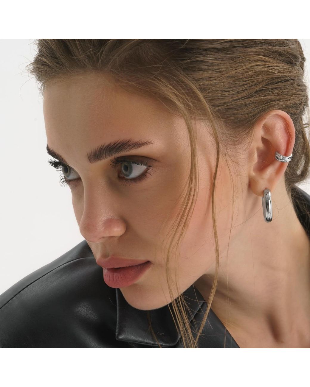 Elk & Bloom Metallic Chunky Sterling Hoop Earrings