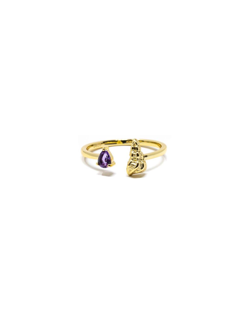 NASI SILVER Metallic Shell Sedef Ring- Amethyst