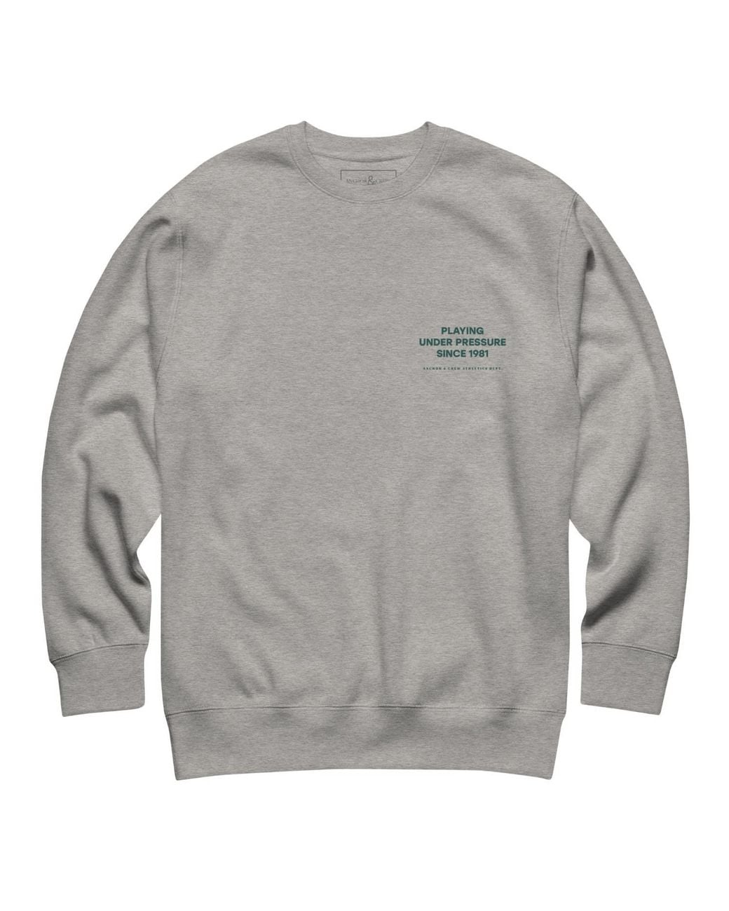 Anchor and Crew Gray Heather Court Etiquette Tennis Club League Organic Cotton Sweatshirt