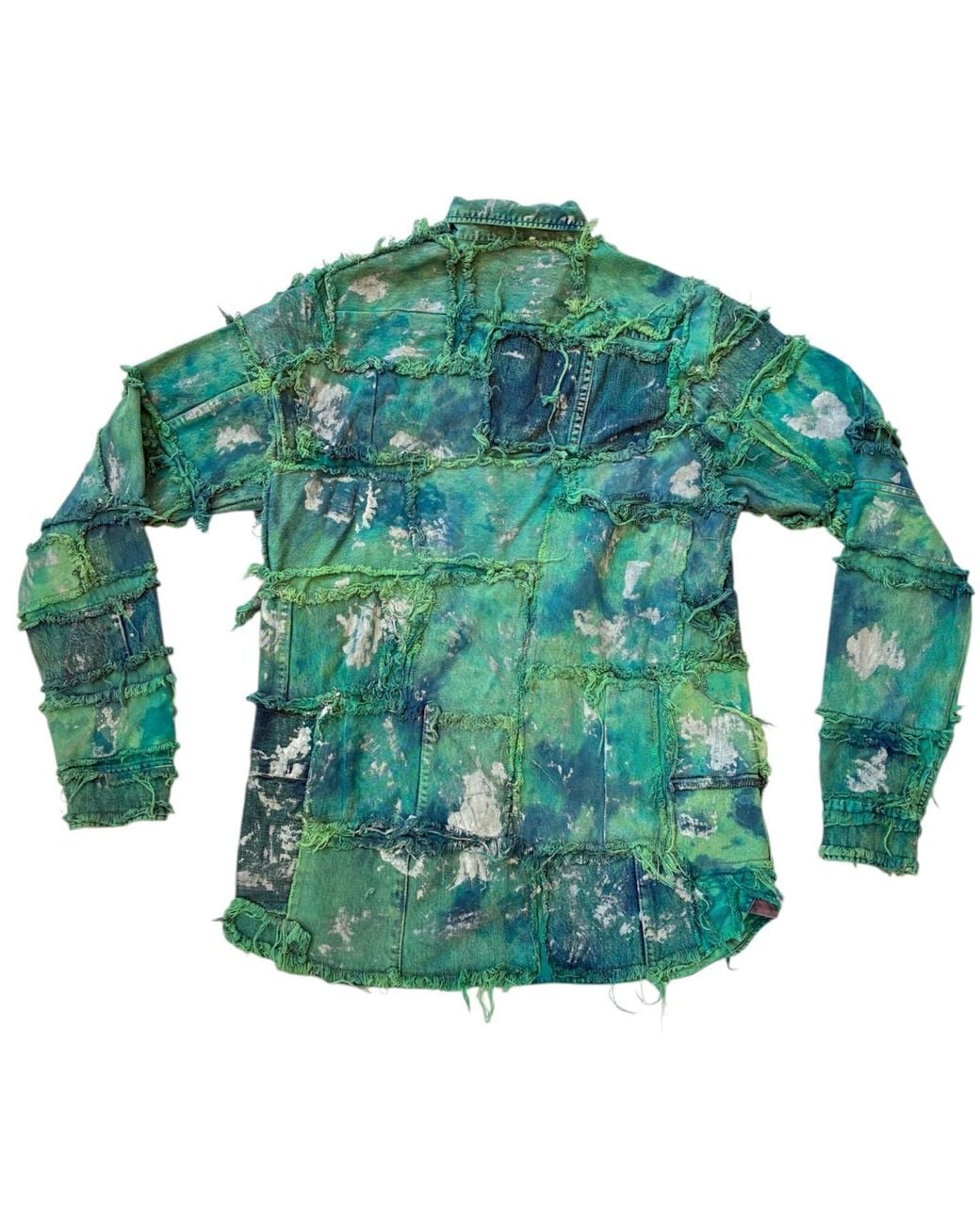Zasta Studio Green Wearable Ruins Shredded Denim Colored Shirt A