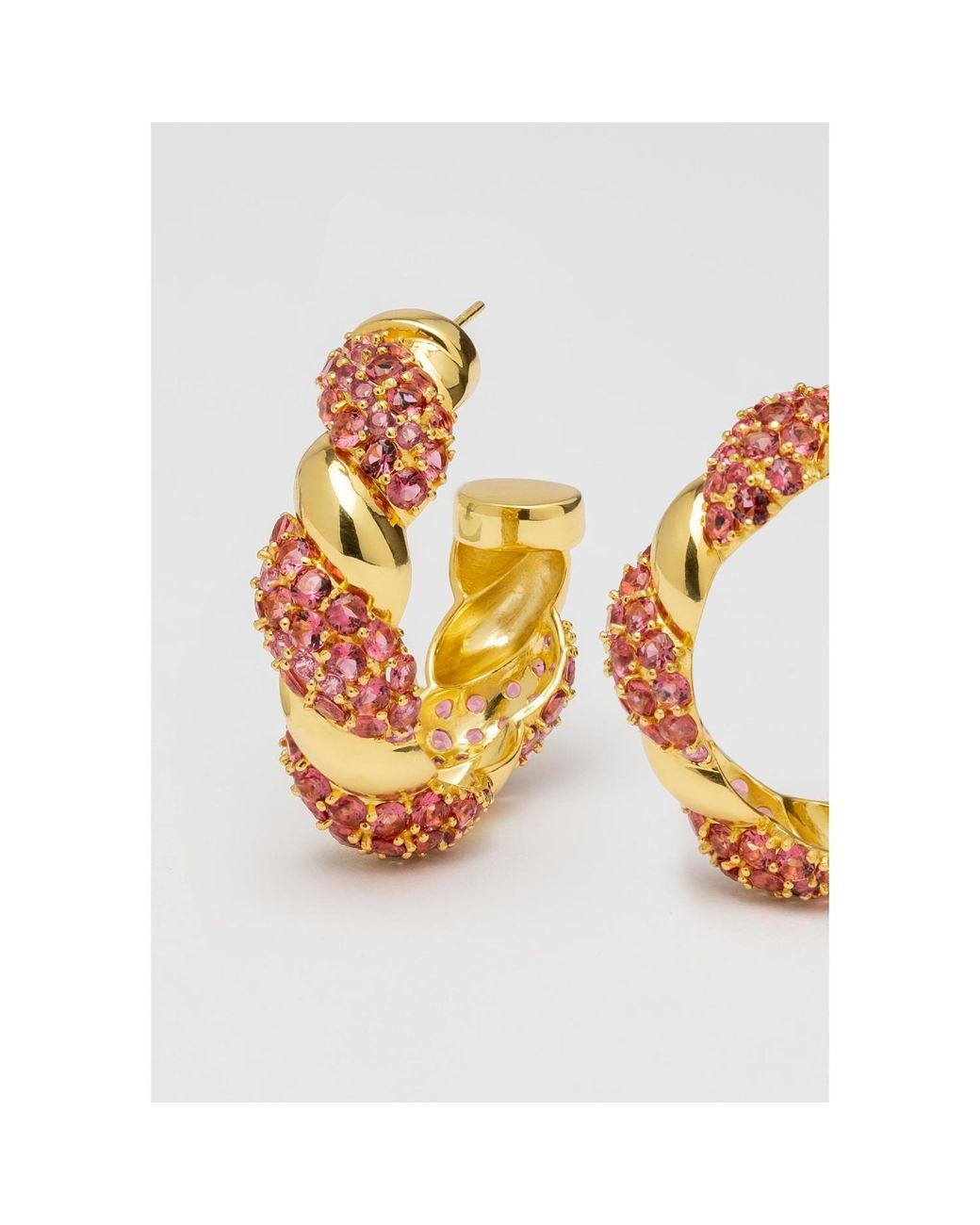 Lavani Jewels Metallic Fuchsia & Gold Plated Paramount Hoops