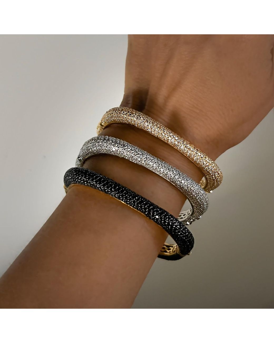 SALLY SKOUFIS Black Behold Bangle With Made Diamonds