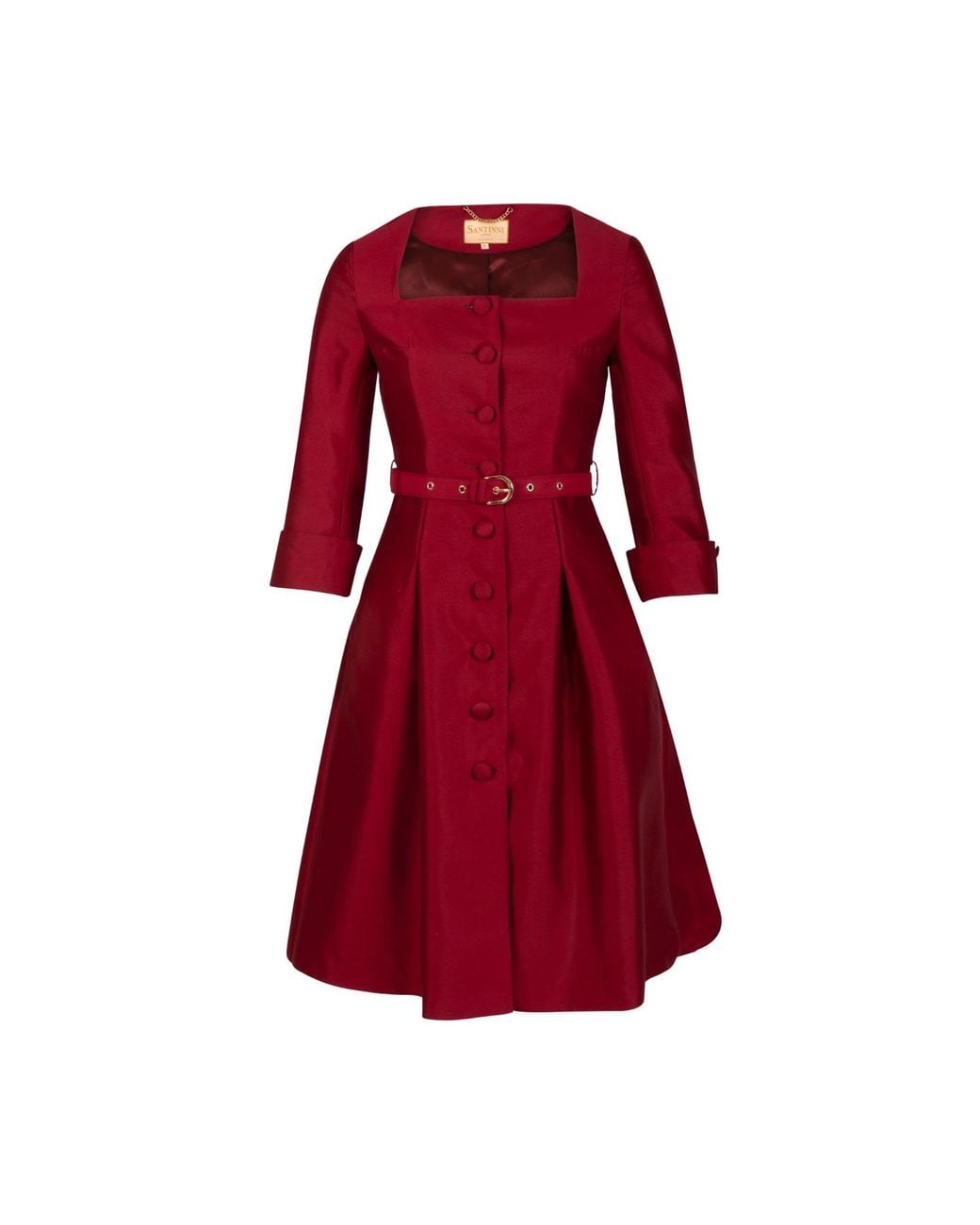 Santinni Red Spencer Silk & Wool Dress