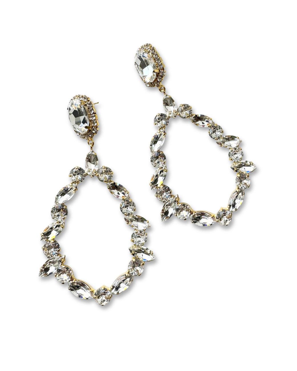 Laura Gray Metallic Diamond Crystal Chandelier Earrings