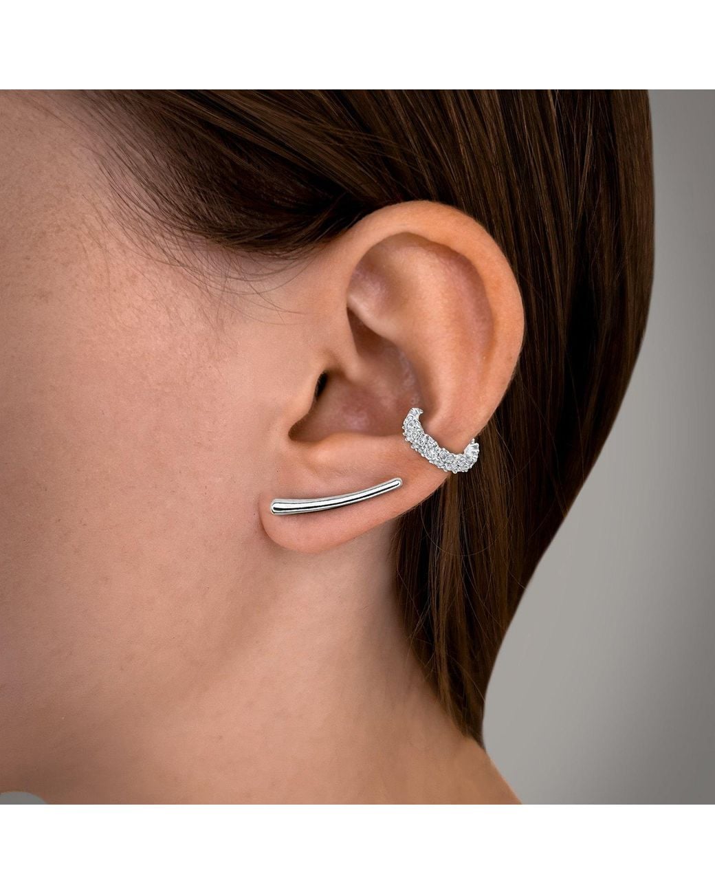 SALLY SKOUFIS White Cosmic Ear Cuff With Made Cz Diamond Stimulant