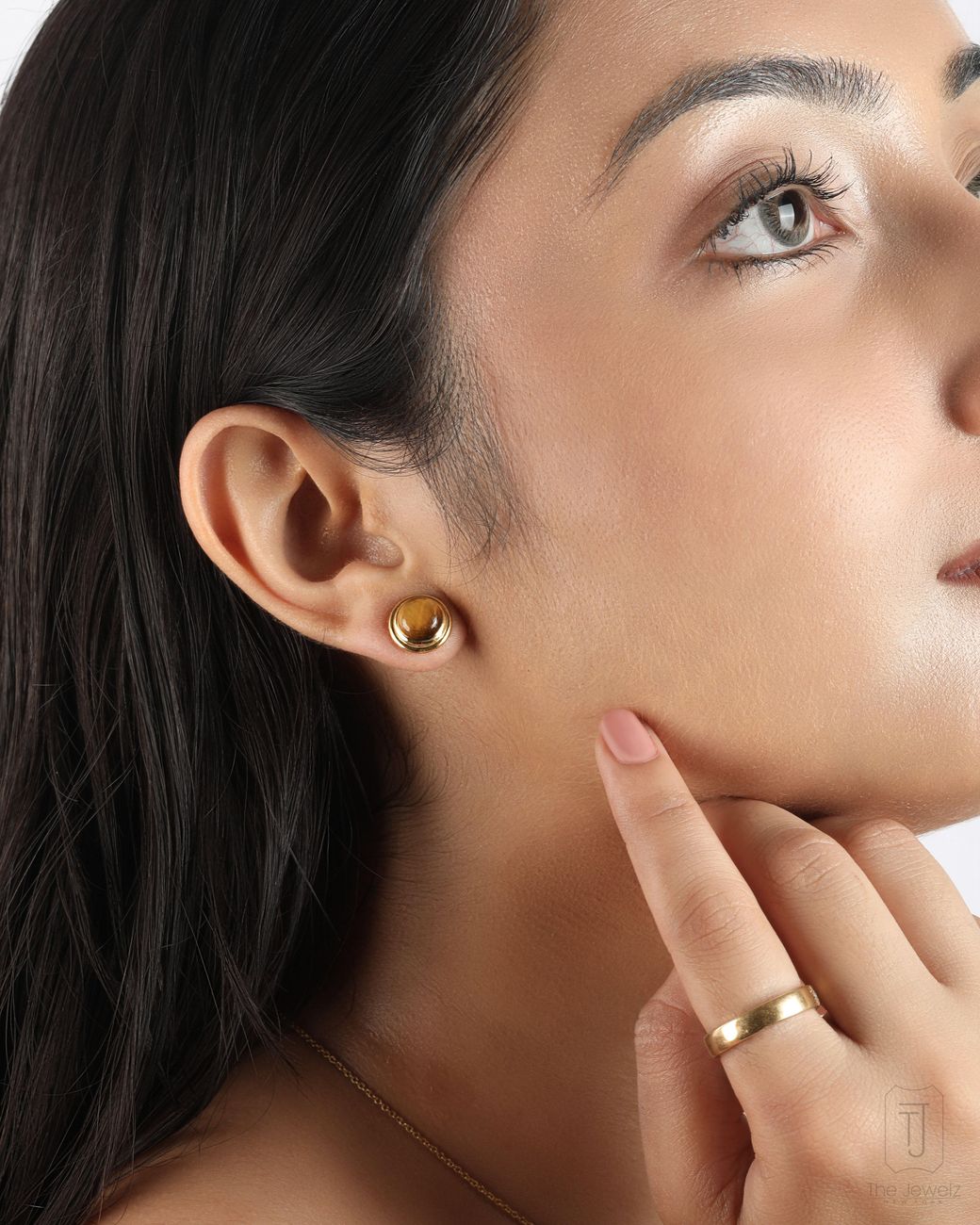 The Jewelz Metallic Tigers Eye Singularity 925 Studs For Gifting