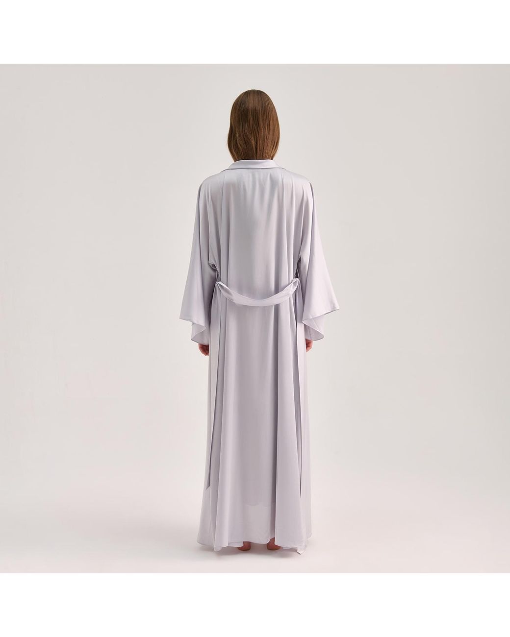 Avenue 8 Blue Silk Maxi Collar Robe