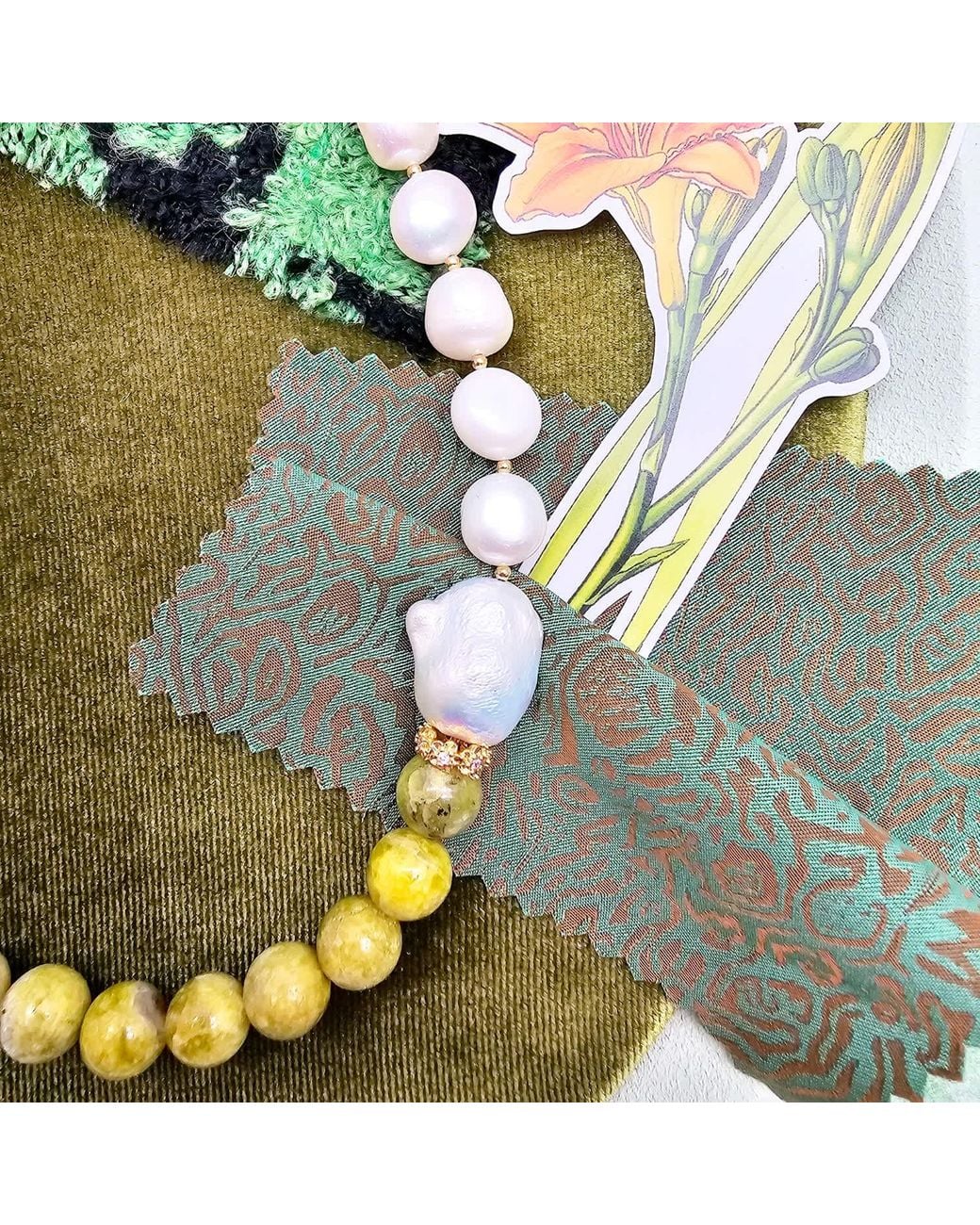 Farra Yellow Opal And Freshwater Baroque Pearl Classic Necklace