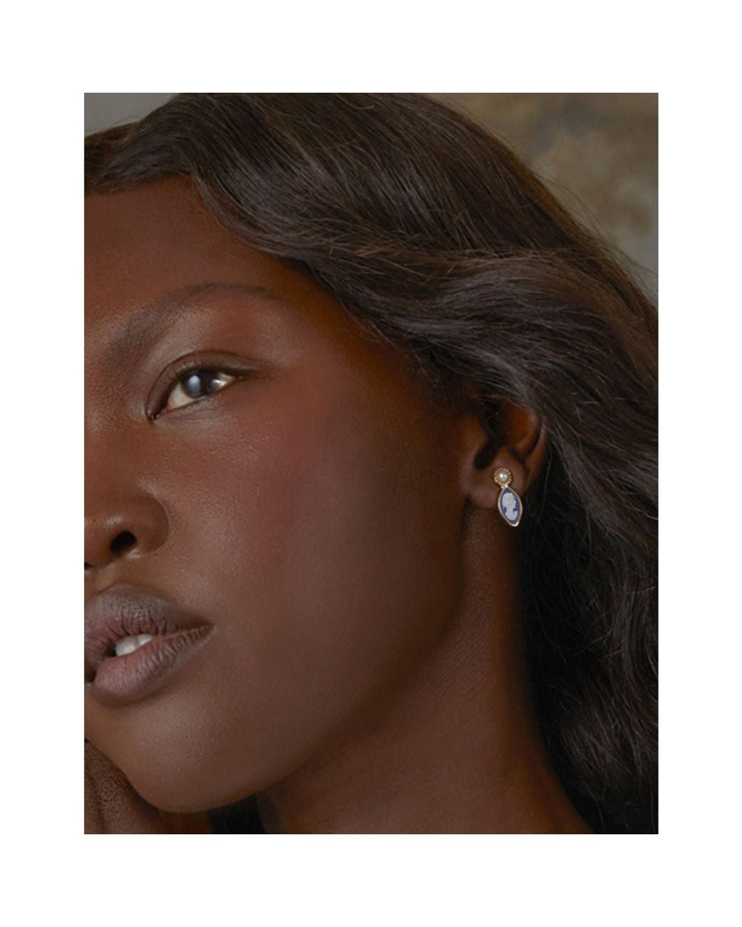 Vintouch Italy Blue Isabella-Plated Cameo Stud Earrings