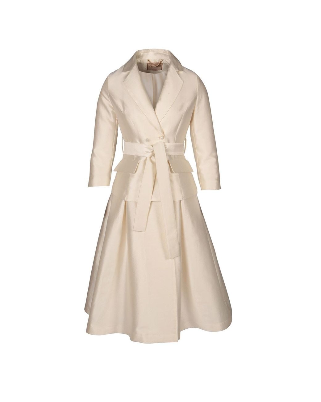 Santinni Natural Audrey Wool & Silk Dress Coat