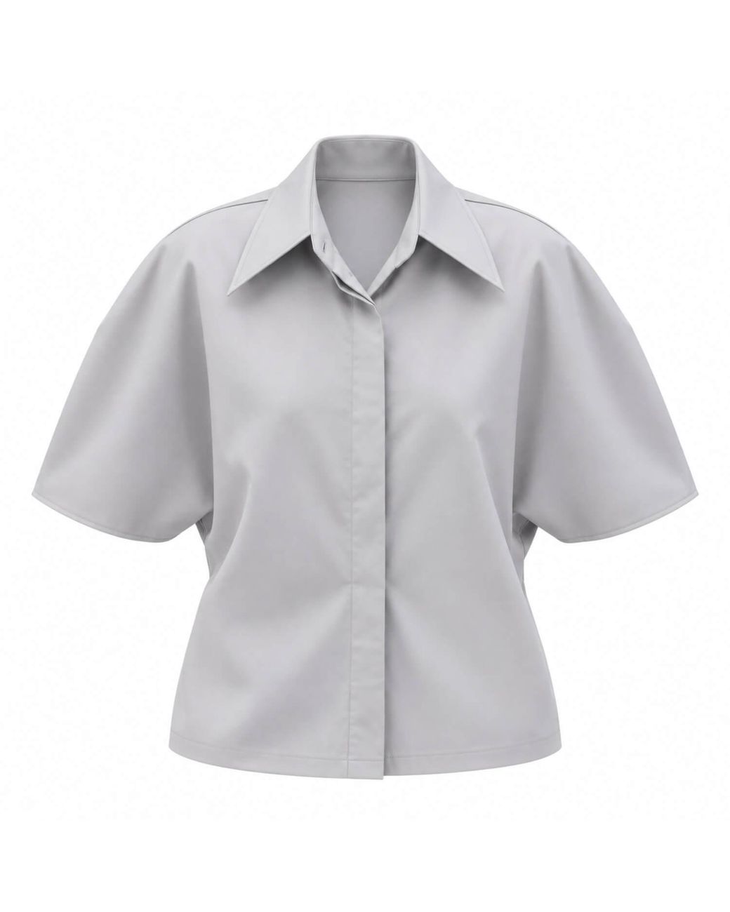 Elamins Gray Rounded Sleeve Button-Up Shirt