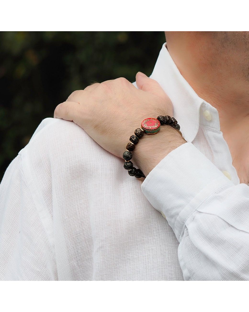 Ebru Jewelry Brown Prayer Seed Beads Meditation Bracelet for men