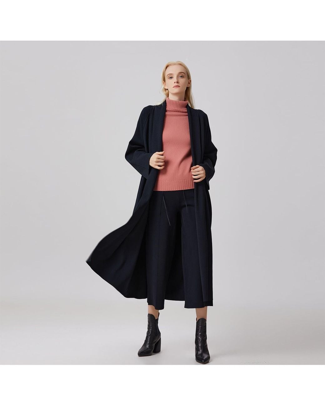 Smart and Joy Black Long Kimono Style Cardigan