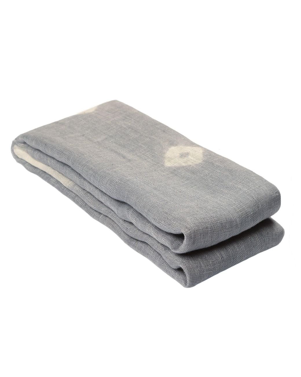 Heritagemoda Gray Neutrals Handmade Light Tie-Dye Linen Scarf