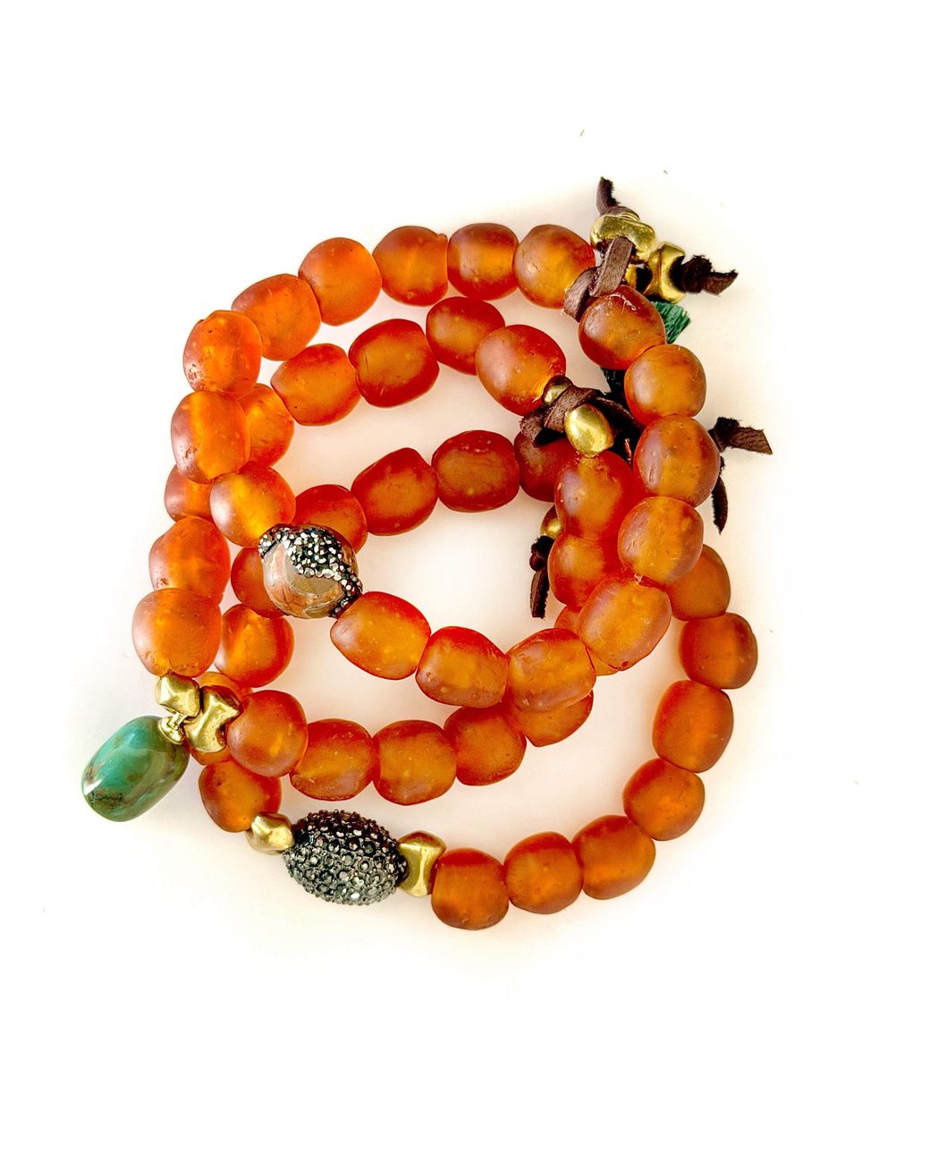 Persia Dona Jewelry Orange Amber Glass Bracelet