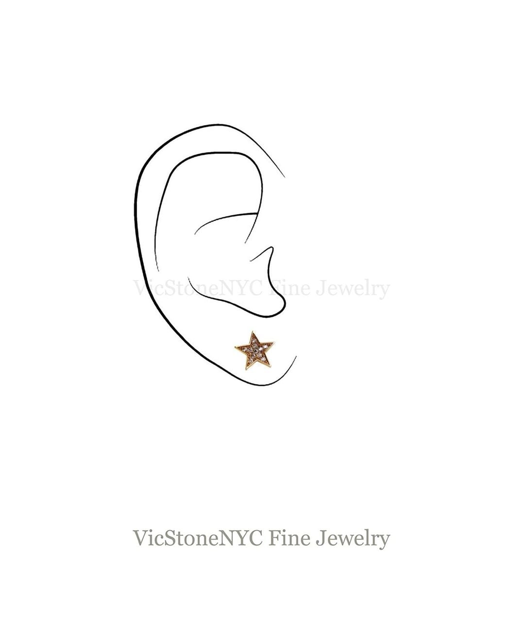 VicStoneNYC Fine Jewelry Metallic Sparking Star Stud Earrings With Screw Back