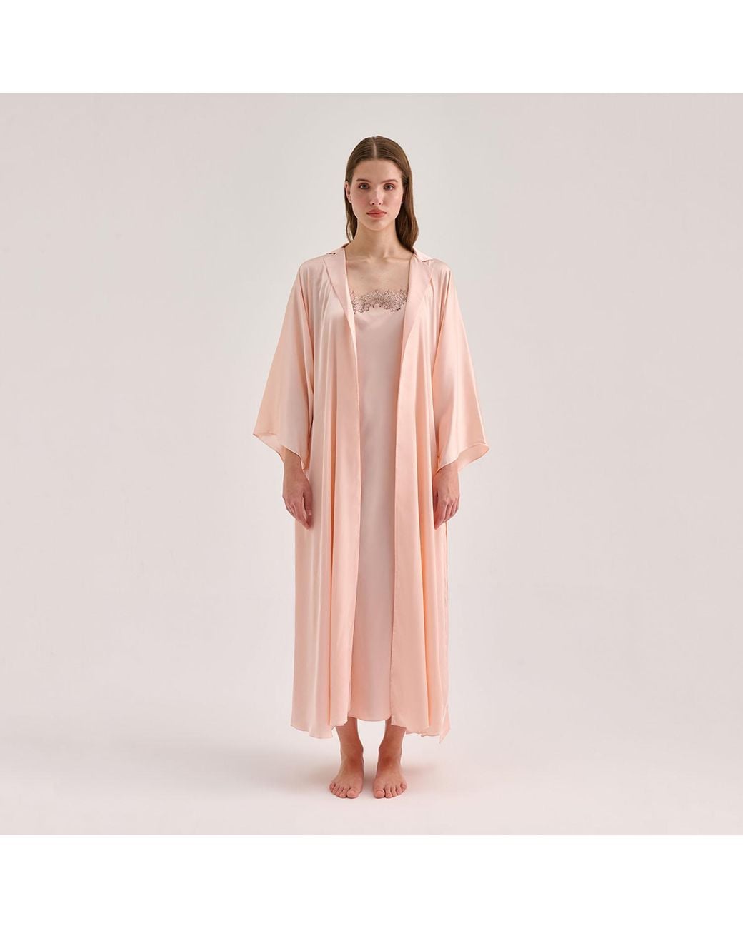 Avenue 8 Pink Silk Maxi Collar Robe