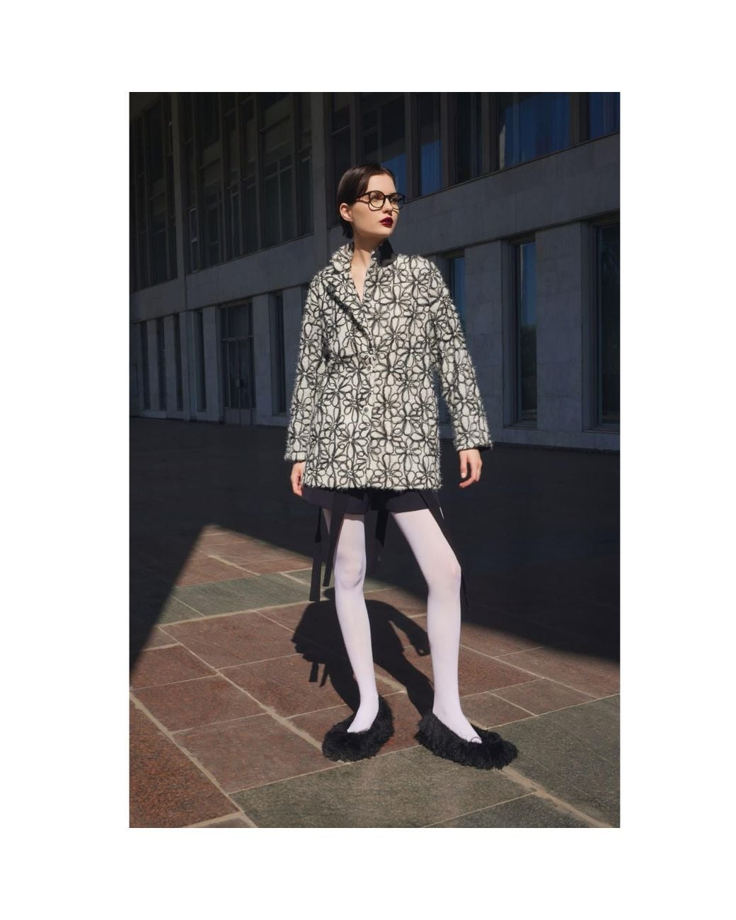 Julia Allert Black Neutrals Ivory Abstract Textured Jacket With Satin Lining