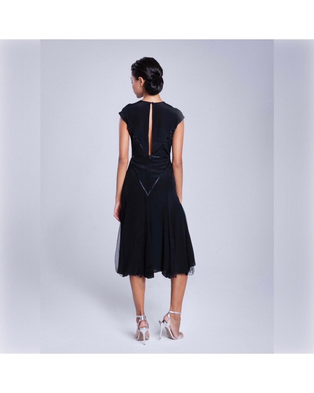 Imaatu Blue Power Dress Pure Silk A-Line Cocktail Dress Midi