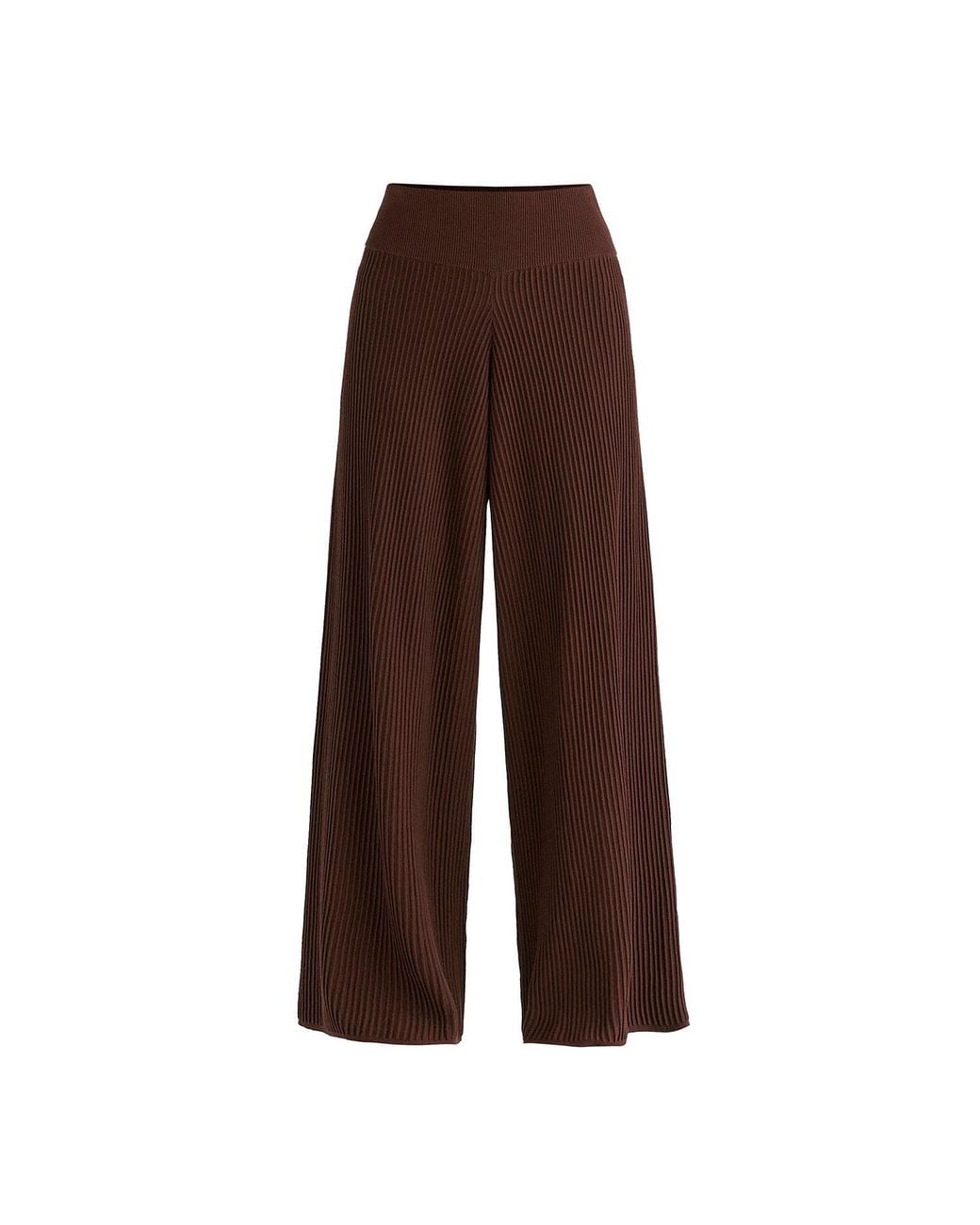 Paisie Brown Ribbed Trousers With Wide Waistband