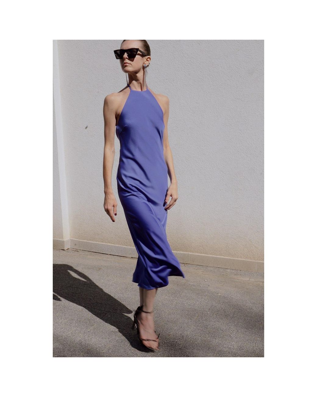 2KStyle Blue Alexander Open-Back Halterneck Satin Midi Dress