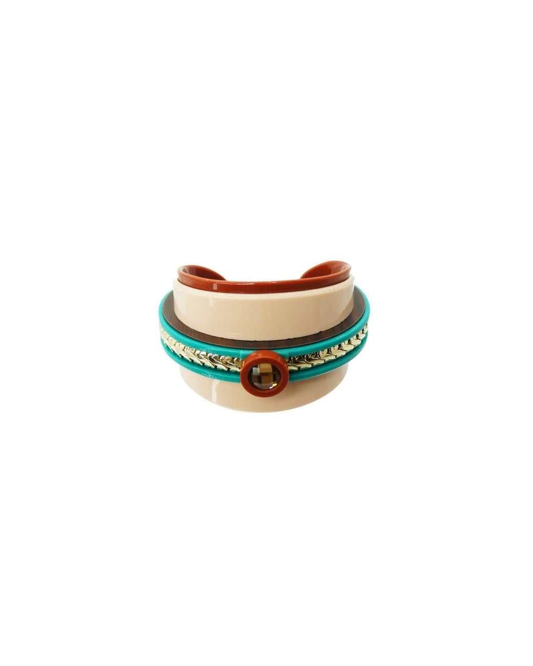 Gissa Bicalho White Acrylic Handmade Bracelet Empire Cinnamon