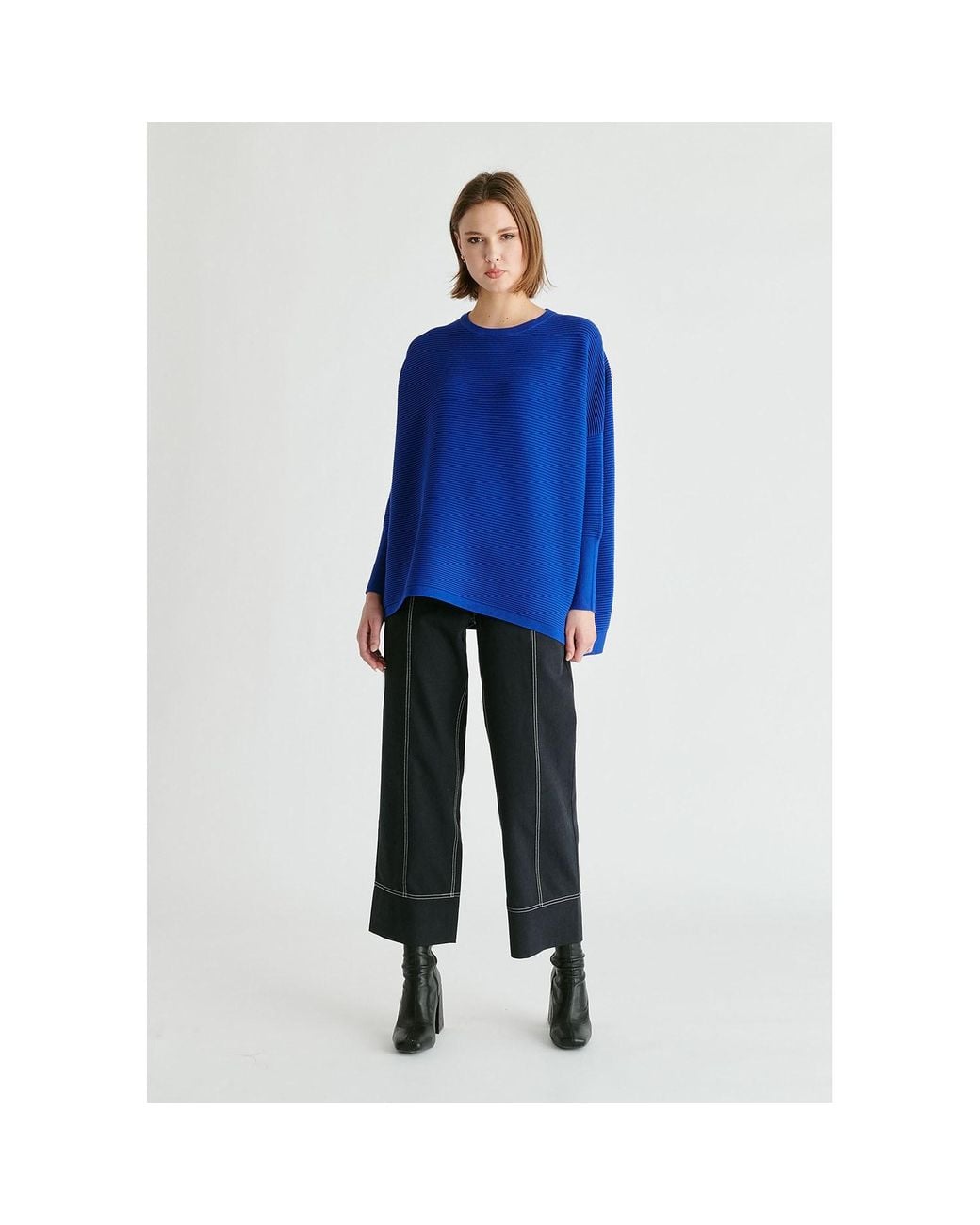 Paisie Blue Ribbed Jumper
