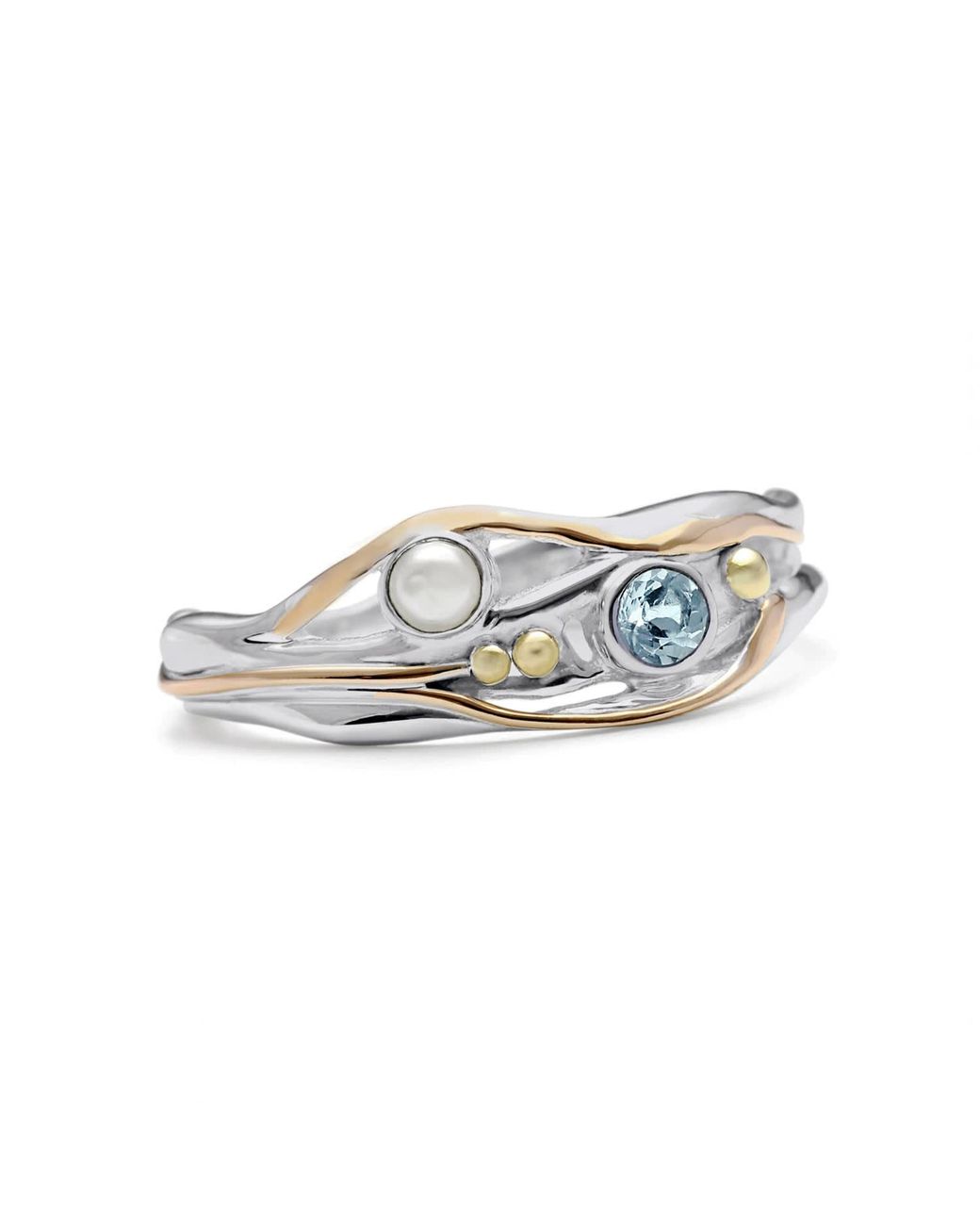 Isla Silver White Pearl & Topaz Sterling Ring