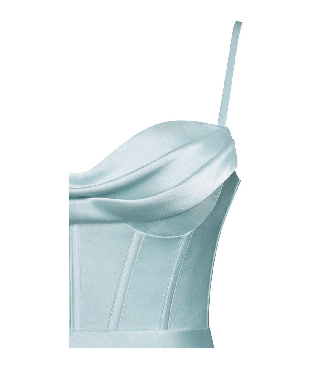 Miss Circle New York Blue Elayna Pale Strappy Satin Corset High Slit Gown