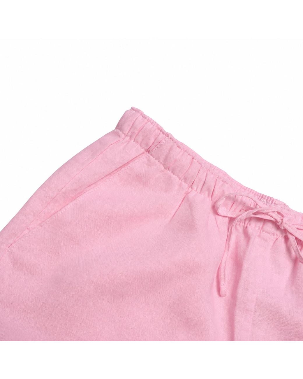 2KStyle Pink Positano Elasticated Linen Wide-Leg Pants