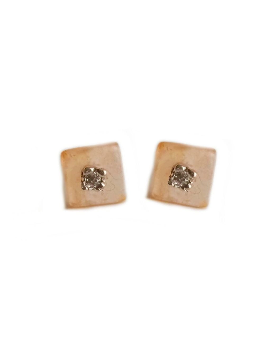 Lily Flo Jewellery Natural Peach Moonstone Lab Grown Diamond Stud Earrings