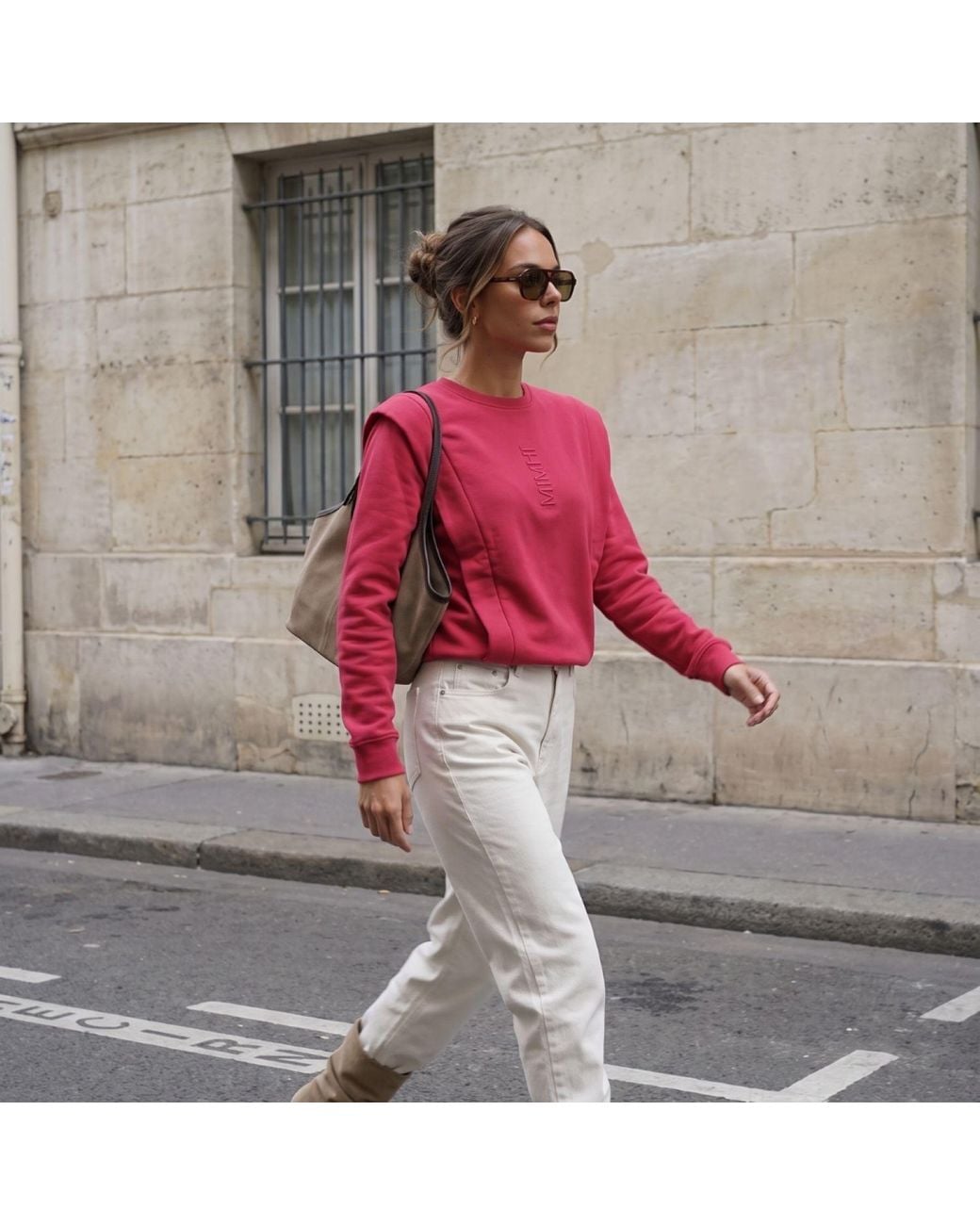 Mimhi Maison Red Shoulder Pad Lauper Sweatshirt – Raspberry